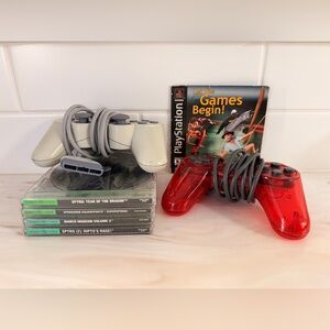 2 Sony PlayStation Controllers - with 5 games for PlayStation